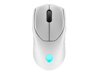 Alienware Tri-Mode Gaming Mouse AW720M - Mus - optisk - 8 knapper - kablet, trådløs - USB, 2.4 GHz, Bluetooth 5.1 - månelys AW720M-W-DEAM