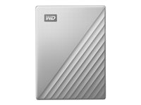 WD My Passport Ultra for Mac WDBPMV0040BSL - Harddisk - kryptert - 4 TB - ekstern (bærbar) - USB 3.0 (USB-C kontakt) - 256-bit AES - sølv WDBPMV0040BSL-WESN