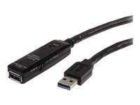 StarTech.com 16.4ft Active USB 3.0 Extension Cable with AC Power Adapter - Shielded - Male to Female USB USB 3.1 Gen 1 Type A (5Gbps) Extender (USB3AAEXT5M) - USB-forlengelseskabel - USB-type A (hann) til USB-type A (hunn) - USB 3.0 - 5 m - aktiv - svart - for P/N: PEXUSB3S2EI, PEXUSB3S42, PEXUSB3S7, ST7300U3M, ST7300USB3B, SVA5H2NEUA, USB3SAA3MBK USB3AAEXT5M