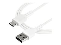 StarTech.com 2m USB A to USB C Charging Cable, Durable Fast Charge & Sync USB 2.0 to USB Type C Data Cord, Rugged TPE Jacket Aramid Fiber M/M 3A White, Samsung S10, S20, iPad Pro, Pixel - Heavy Duty and Rugged - USB-kabel - USB (hann) rett til 24 pin USB-C (hann) rett - Thunderbolt 3 / USB 2.0 - 2 m - hvit RUSB2AC2MW