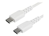 StarTech.com 2m USB C Charging Cable, Durable Fast Charge & Sync USB 2.0 Type C to USB C Laptop Charger Cord, TPE Jacket Aramid Fiber M/M 60W White, Samsung S10, S20 iPad Pro MS Surface - Heavy Duty and Rugged - USB-kabel - 24 pin USB-C (hann) rett til 24 pin USB-C (hann) rett - Thunderbolt 3 / USB 2.0 - 2 m - hvit RUSB2CC2MW
