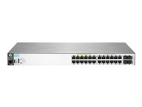 HPE 2530-24G-PoE+ Switch - Switch - Styrt - 24 x 10/100/1000 (PoE+) + 4 x Gigabit SFP - stasjonær, rackmonterbar, veggmonterbar - PoE+ J9773A#ACE