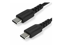StarTech.com 1m USB C Charging Cable, Durable Fast Charge & Sync USB 2.0 Type C to USB C Laptop Charger Cord, TPE Jacket Aramid Fiber M/M 60W Black, Samsung S10, S20 iPad Pro MS Surface - Heavy Duty and Rugged - USB-kabel - 24 pin USB-C (hann) rett til 24 pin USB-C (hann) rett - Thunderbolt 3 / USB 2.0 - 1 m - svart - for P/N: CDP2HDUACP2, SECTBLTDT RUSB2CC1MB