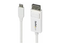 StarTech.com 6.6ft (2m) USB C to DisplayPort 1.2 Cable, Bidirectional - DisplayPort-kabel - 24 pin USB-C (hann) til DisplayPort (hann) - Displayport 1.2/Thunderbolt - 1.9 m - aktiv, toretnings, 4K 60Hz støtte - hvit CDP2DP2MBW
