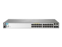 HPE 2620-24-PoE+ Switch - Switch - L4 - Styrt - 24 x 10/100 (PoE) + 2 x 10/100/1000 + 2 x SFP - stasjonær, rackmonterbar - PoE - gjenmarkedsført J9625AR