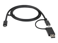 StarTech.com 3ft (1m) USB C Cable w/ USB-A Adapter Dongle, Hybrid 2-in-1 USB C Cable w/ USB-A | USB-C to USB-C (10Gbps/100W PD), USB-A to USB-C (5Gbps), USB-A Host to USB-C DisplayLink Dock - Ideal for Hybrid Dock (USBCCADP) - USB-kabel - 24 pin USB-C (hann) til 24 pin USB-C (hann) - 1 m - USB Power Delivery (100 W) - for P/N: DKM30CHDPD, DKM30CHDPDUE USBCCADP