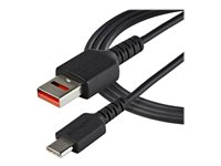 StarTech.com 3ft (1m) Secure Charging Cable, USB-A to USB-C Data Blocker Charge-Only Cable, No-Data Power-Only Charger Cable for Phone/Tablet, Data Blocking USB Protector Adapter Cable - 5V at 2.4A (12W max) (USBSCHAC1M) - USB-kabel - USB (kun strøm) (hann) til USB-C (kun strøm) (hann) - 5 V - 2.4 A - 100 cm - passiv, formstøpt - svart USBSCHAC1M