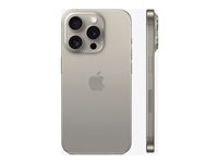 Apple iPhone 15 Pro - 5G smartphone - dobbelt-SIM / Internminne 512 GB - OLED-display - 6.1" - 2556 x 1179 piksler (120 Hz) - 3x bakkamera 48 MP, 12 MP, 12 MP - front camera 12 MP - naturlig titan MTV93QN/A