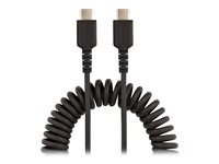 StarTech.com 20in (50cm) USB C Charging Cable, Coiled Heavy Duty Fast Charge & Sync USB-C Cable, High Quality USB 2.0 Type-C Cable, Rugged Aramid Fiber, TPE, 3A, S20, iPad, Pixel - Durable Male to Male USB, Black - USB-kabel - 24 pin USB-C (hann) til 24 pin USB-C (hann) - USB 2.0 - 3 A - 50 cm - rullet sammen - svart R2CCC-50C-USB-CABLE