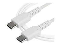 StarTech.com 1m USB C Charging Cable, Durable Fast Charge & Sync USB 2.0 Type C to USB C Laptop Charger Cord, TPE Jacket Aramid Fiber M/M 60W White, Samsung S10, S20 iPad Pro MS Surface - Heavy Duty and Rugged - USB-kabel - 24 pin USB-C (hann) rett til 24 pin USB-C (hann) rett - Thunderbolt 3 / USB 2.0 - 1 m - hvit RUSB2CC1MW
